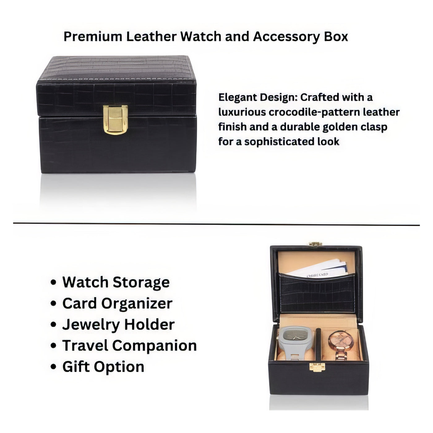 Men Watchboxes - crocodile leather design.