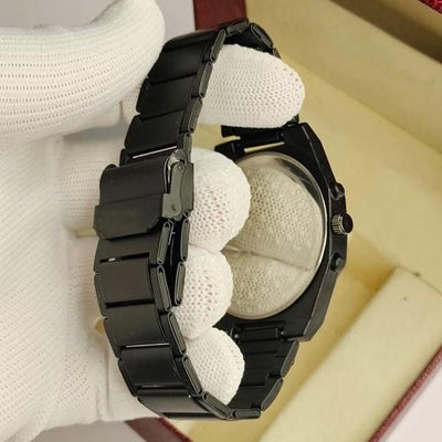 Black analog steel watch