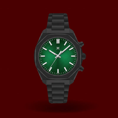 Black analog steel watch